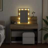 Тоалетка с LED, дъб сонома, 100x40x130 см