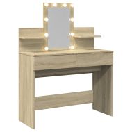 Тоалетка с LED, дъб сонома, 100x40x130 см