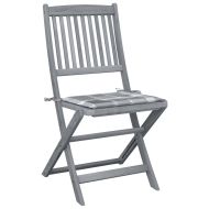 Сгъваеми градински столове, 2 бр, с възглавници, акация масив