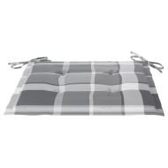 Градински столове с възглавници сиво каре 8 бр тик масив