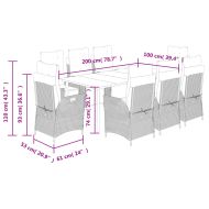 Градински трапезен комплект 9 части с възглавници светлосив
