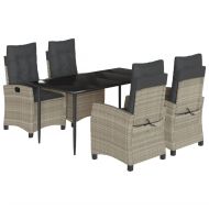 Градински трапезен комплект 5 части с възглавници светлосив
