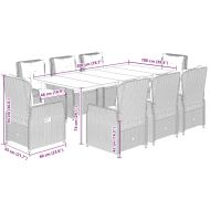 Градински трапезен комплект възглавници 9 части кафяв полиратан