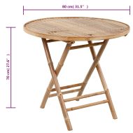 Градински трапезен комплект сгъваем възглавници 5 части бамбук