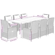 Градински трапезен комплект 9 части с възглавници светлосив