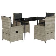 Градински трапезен комплект 5 части с възглавници светлосив