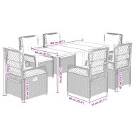Градински комплект с възглавници, 7 части, бежов полиратан