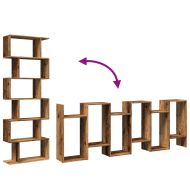 Разделител за стая / библиотека 6 нива старо дърво 70x24x193 см