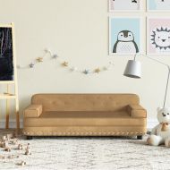Детски диван, кафяв, 90x53x30 см, кадифе