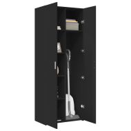 Висок шкаф, черен, 70x42,5x185 см, инженерно дърво