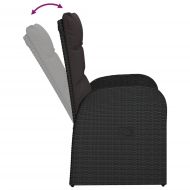 Градински трапезен комплект 7 части възглавници черен полиратан