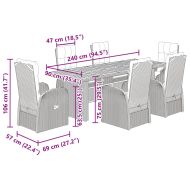 Градински трапезен комплект 7 части възглавници черен полиратан