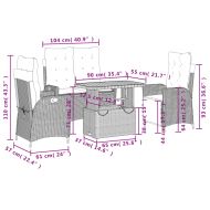 Градински комплект с възглавници, 4 части, бежов полиратан