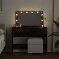 Тоалетка с LED, опушен дъб, 100x40x120 см