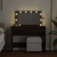 Тоалетка с LED, кафяв дъб, 100x40x120 см