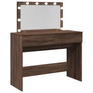 Тоалетка с LED, кафяв дъб, 100x40x120 см