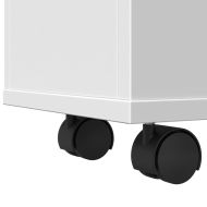 Тесен шкаф за баня с колелца, бял, инженерно дърво