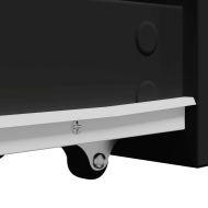 Тесен скрин за баня с колелца, черен, инженерно дърво