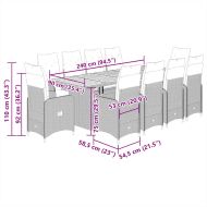 Градински бистро комплект с възглавници 11части черен полиратан