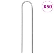 Колчета за земя U-образни 50 бр 15x3,5 см поцинкована стомана