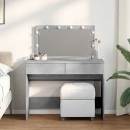 Тоалетка с LED, бетонно сива, 100x40x120 см