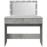 Тоалетка с LED, бетонно сива, 100x40x120 см