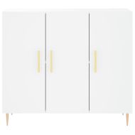 Сайдборд, бял, 90x34x80 см, инженерно дърво