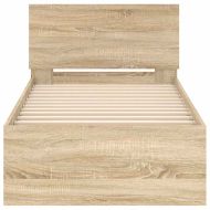 Рамка за легло с табла, дъб сонома, 90x200 см, инженерно дърво
