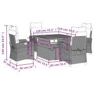 Градински комплект с възглавници, 5 части, бежов полиратан