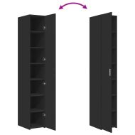 Висок шкаф, черен, 30x42,5x185 см, инженерно дърво