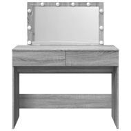 Тоалетка с LED, сив сонома, 100x40x120 см