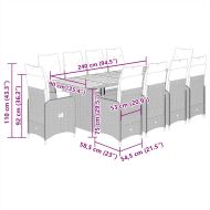 Градински бистро комплект с възглавници 11части черен полиратан