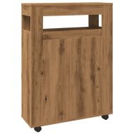 Тесен шкаф за баня с колелца, дъб артизан, инженерно дърво