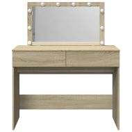 Тоалетка с LED, дъб сонома, 100x40x120 см