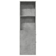 Тесен скрин за баня с колелца, бетонно сив, инженерно дърво