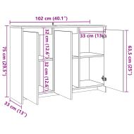 Сайдборд, дъб артизан, 102x33x75 см, инженерно дърво
