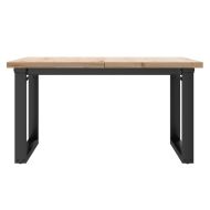 Кафе маса О-образна рамка 90x90x45,5 см бор масив и чугун