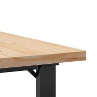 Кафе маса О-образна рамка 90x90x45,5 см бор масив и чугун