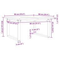 Кафе маса О-образна рамка 90x90x45,5 см бор масив и чугун