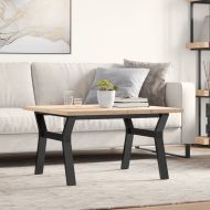 Кафе маса Y-образна рамка 80x80x45,5 см бор масив и чугун