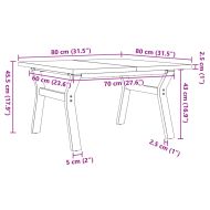 Кафе маса Y-образна рамка 80x80x45,5 см бор масив и чугун