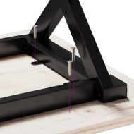 Кафе маса X-образна рамка 100x50x45,5 см бор масив и чугун