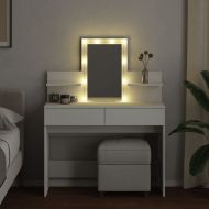 Тоалетка с LED, бяла, 100x40x130 см