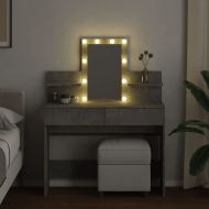 Тоалетка с LED, бетонно сива, 100x40x130 см