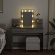 Тоалетка с LED, сив сонома, 100x40x130 см