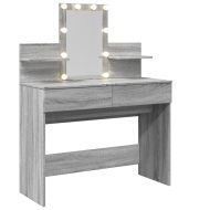 Тоалетка с LED, сив сонома, 100x40x130 см