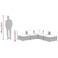 Градински лаундж комплект с възглавници 5 части полиратан черен
