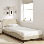 Легло с матрак Dover, кремаво, 90x190 см, плат