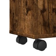 Тесен шкаф за баня с колелца, опушен дъб, инженерно дърво