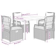 Градински трапезен комплект 5 части с възглавници сив полиратан